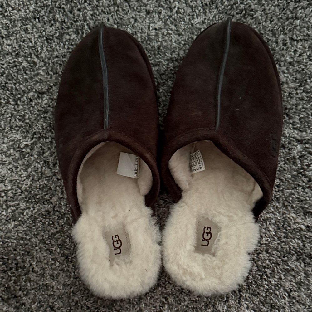 UGG Dark Brown Suede Slippers